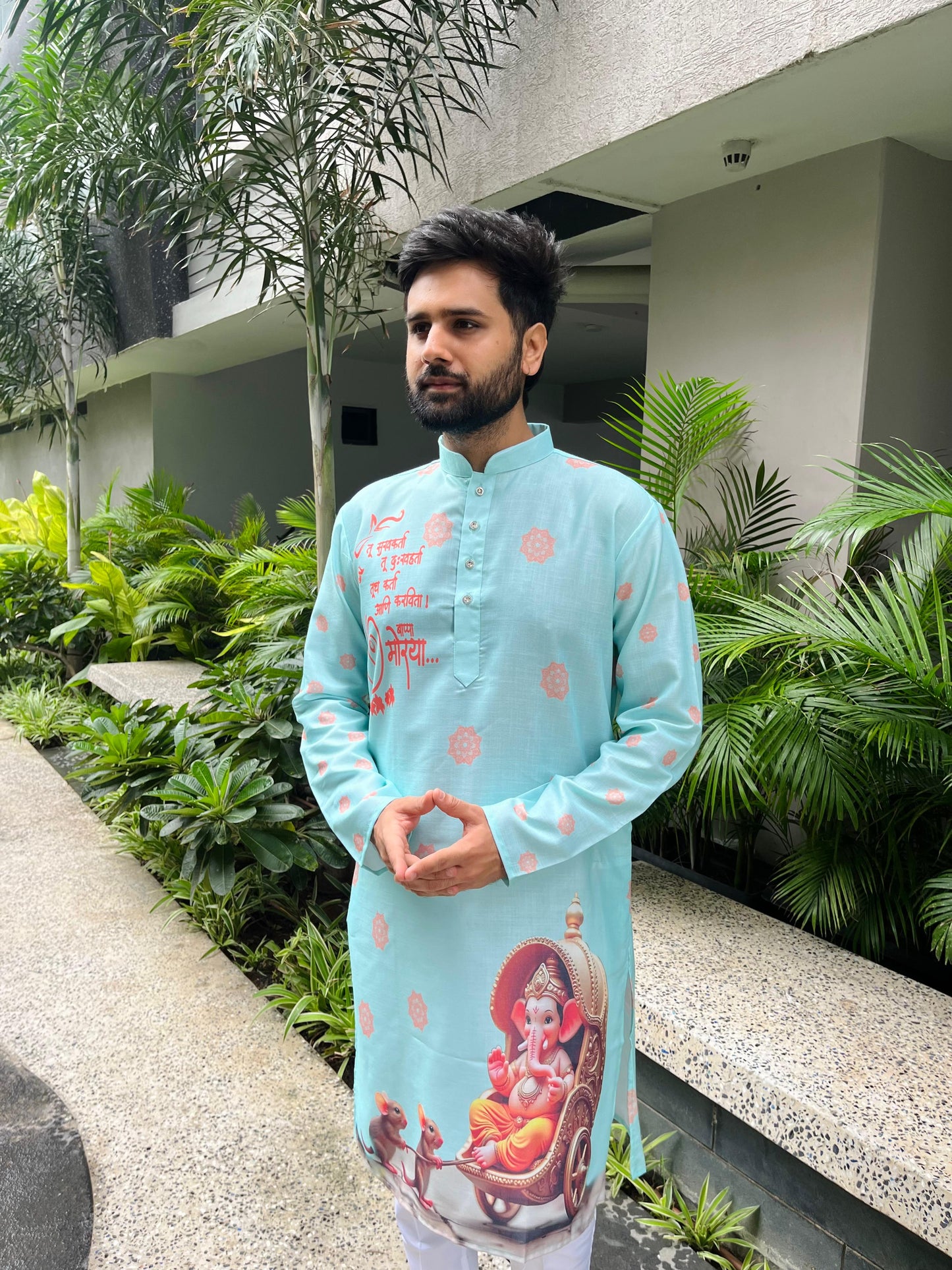 Ganpati Printed Men's Kurta