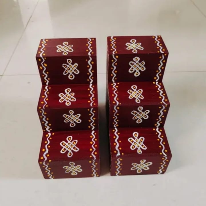 Hand Painted Wooden Diya Steps