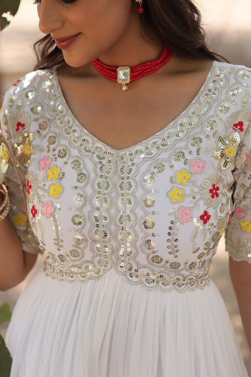 Georgette Embroidery Gown