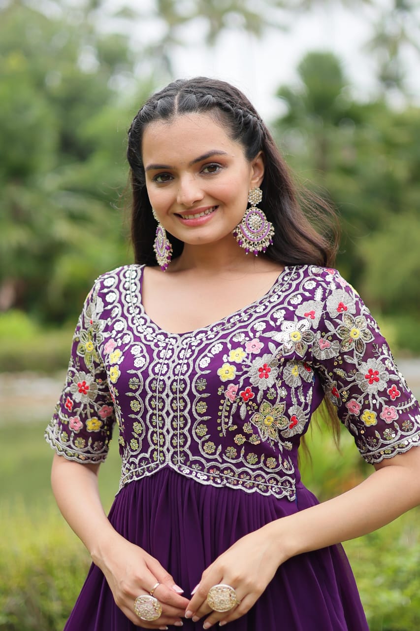 Georgette Embroidery Gown