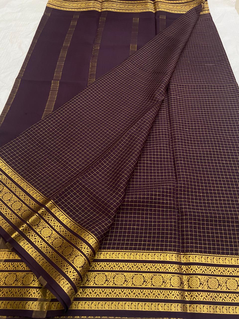 Checked Pure Mysore Silk Sarees