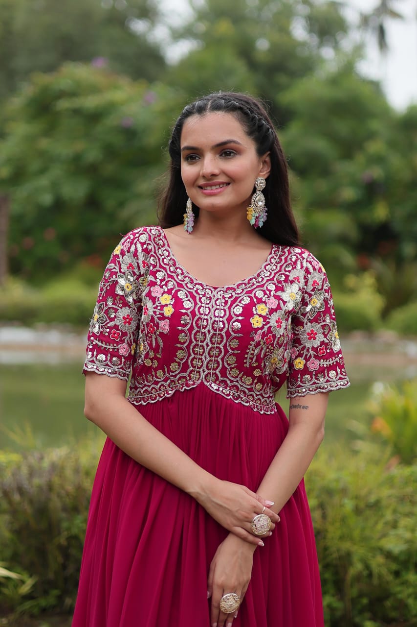 Georgette Embroidery Gown