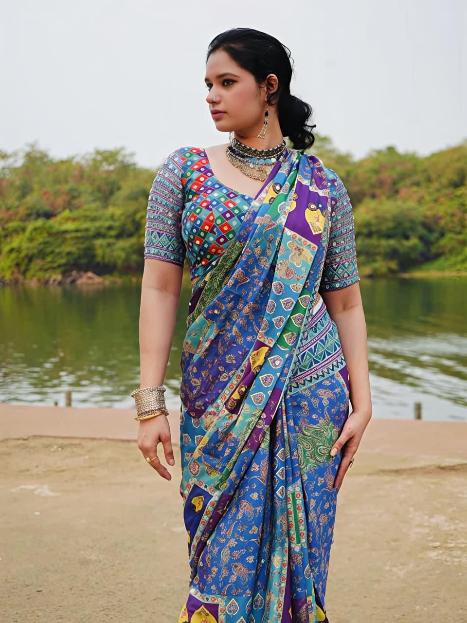 Chinon Silk Saree
