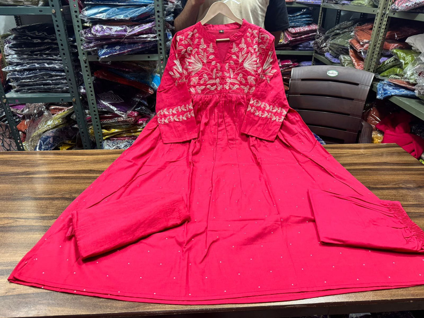Rayon Embroidery Anarkali Kurti Sets