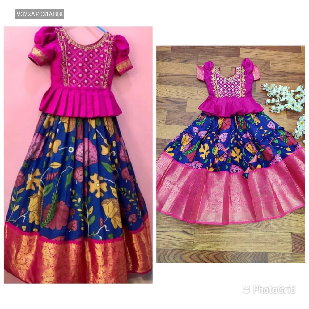 Girls Readymade Litchi Silk Lehenga Blouse