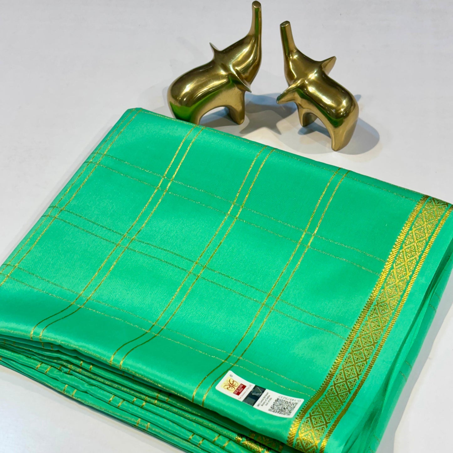 Checked Pure Mysore Silk Sarees