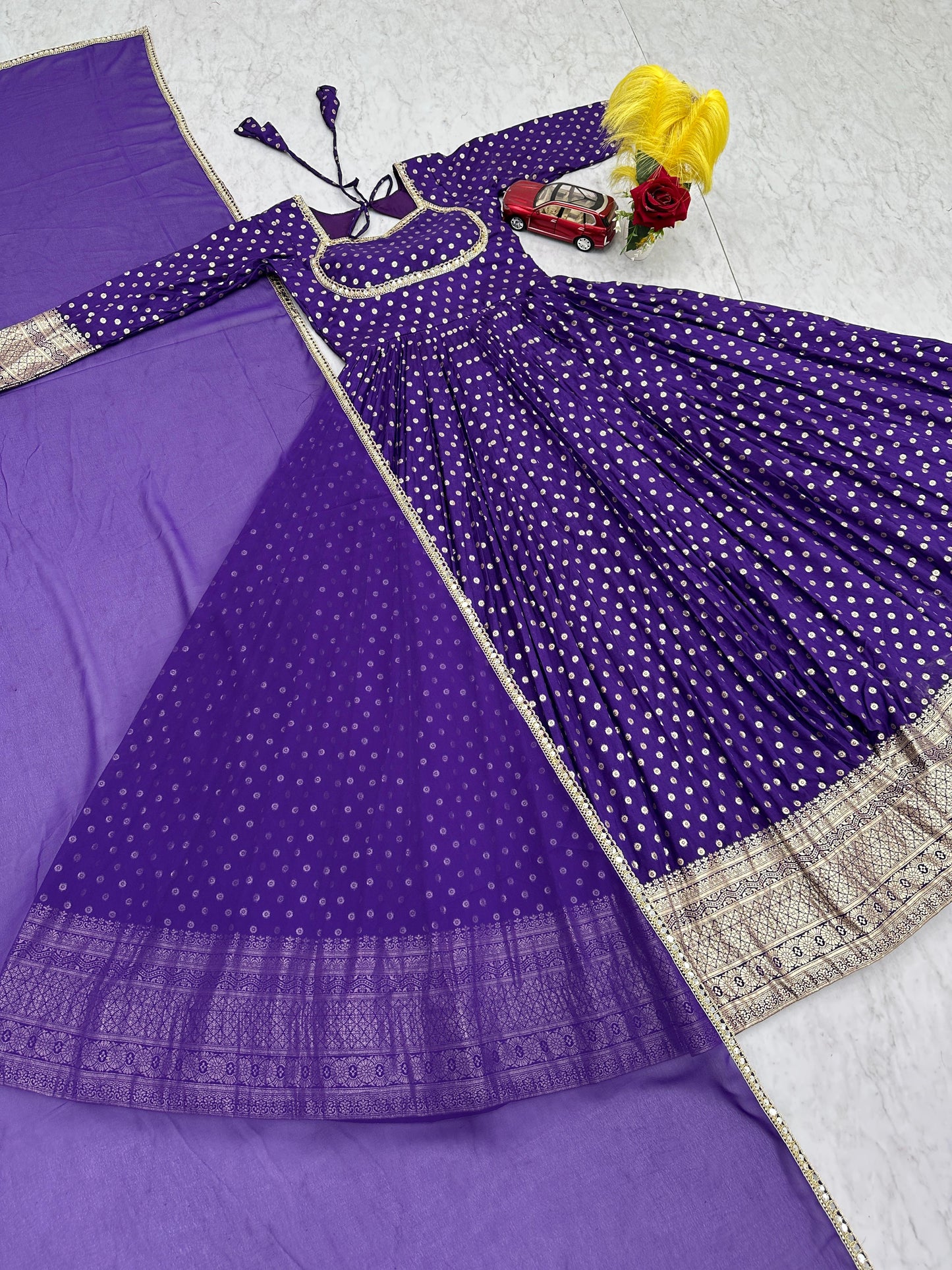 Georgette Silk Gown With Dupatta
