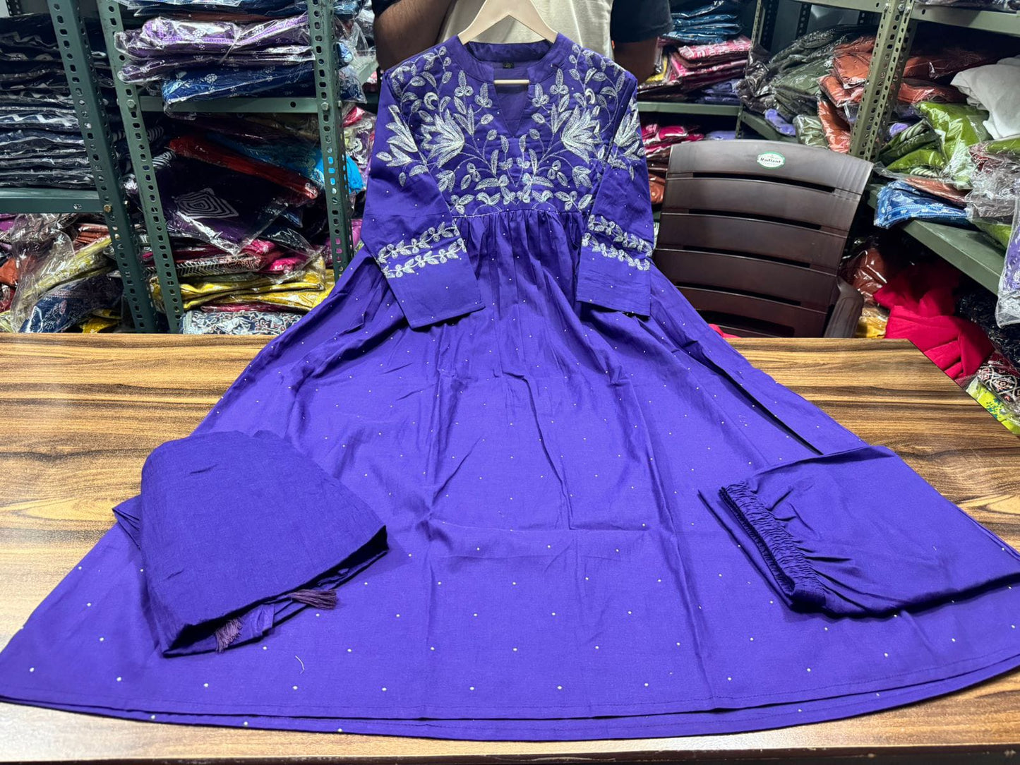 Rayon Embroidery Anarkali Kurti Sets
