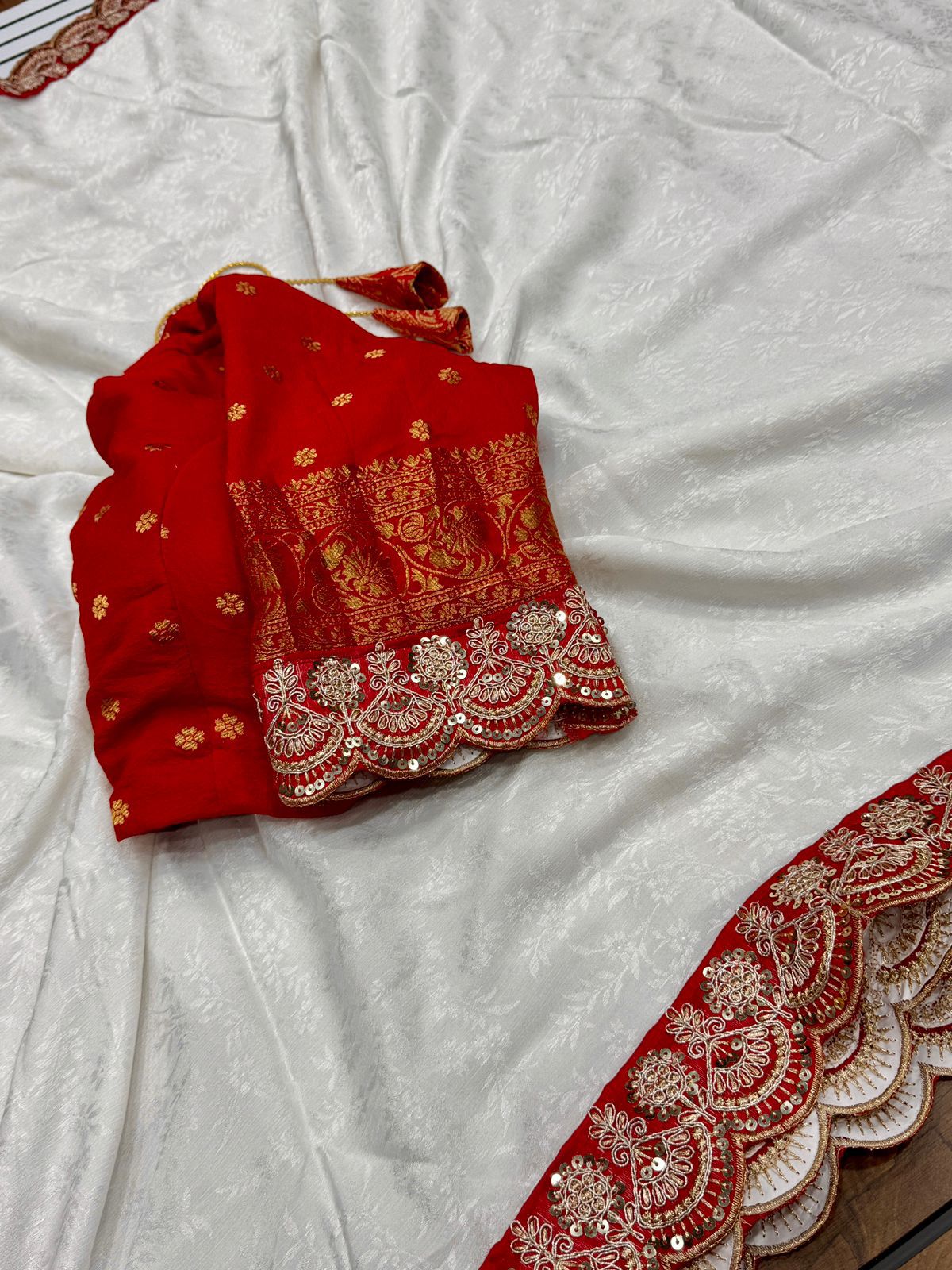 Durga Puja Special Red & White Sarees