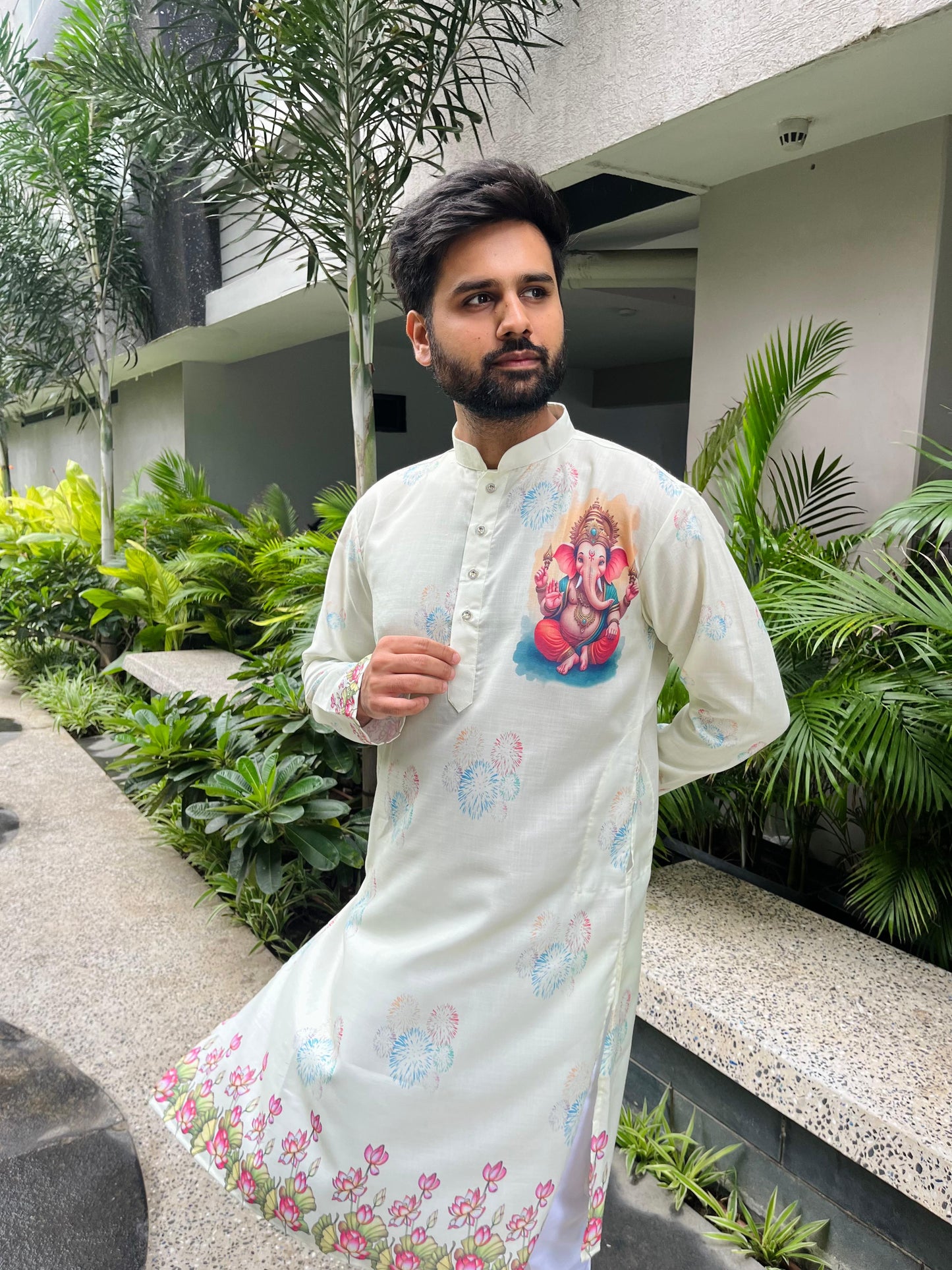 Ganpati Printed Men's Kurta