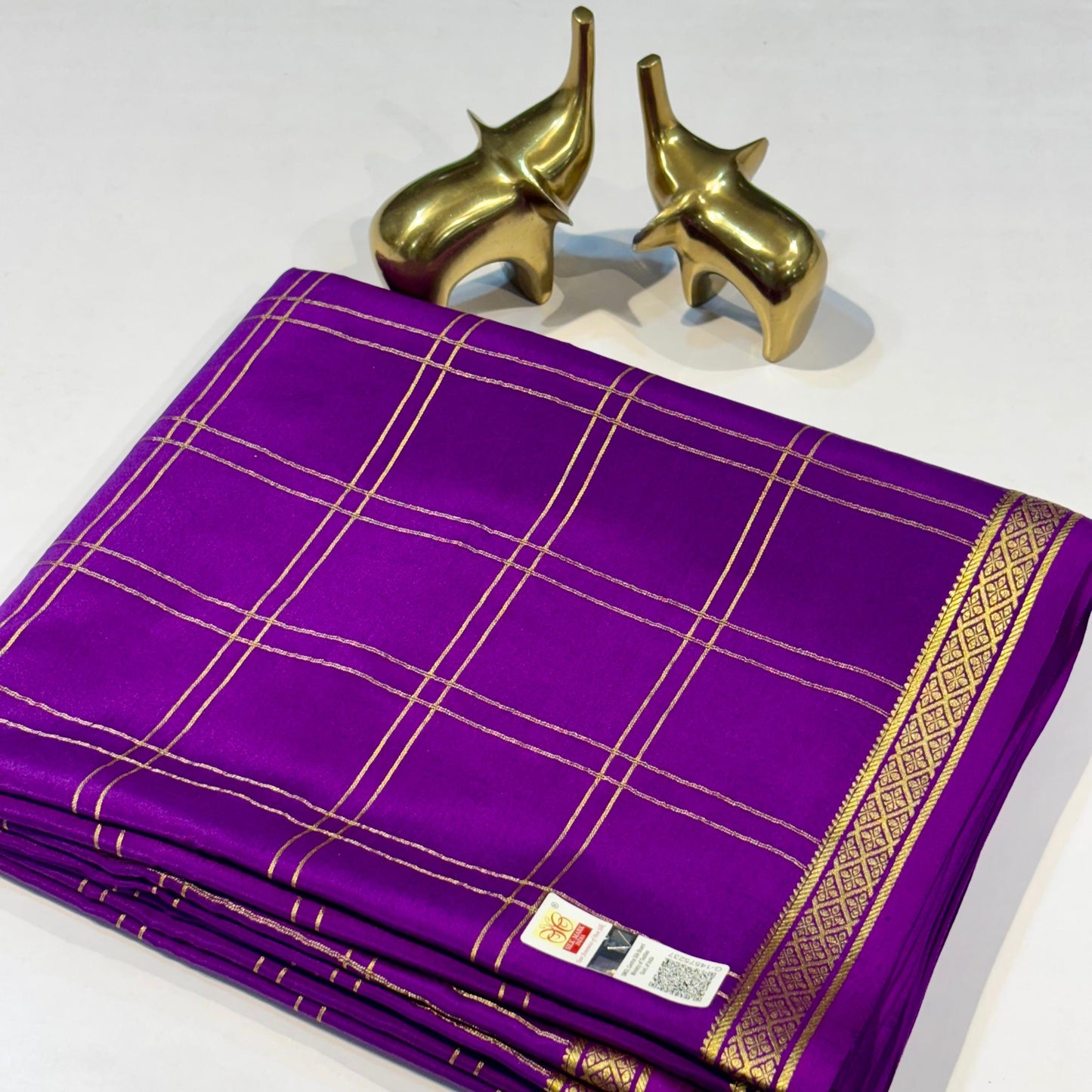 Checked Pure Mysore Silk Sarees