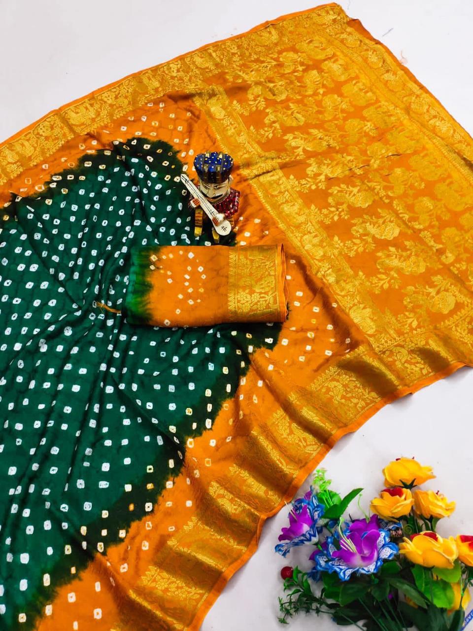 Bandhani Cotton Silk Sarees