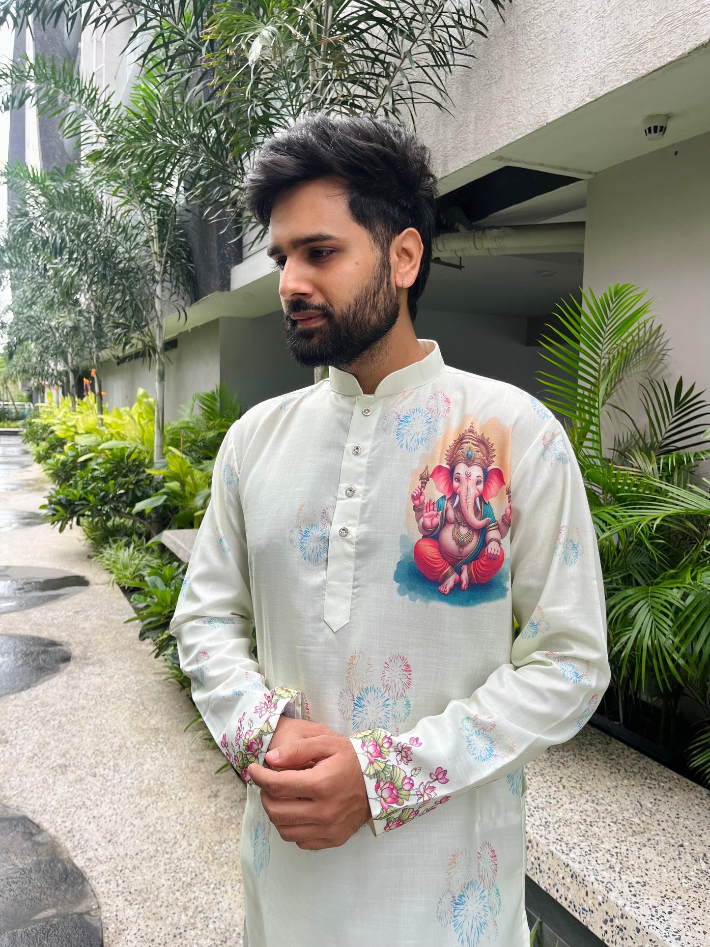 Ganpati Printed Men's Kurta