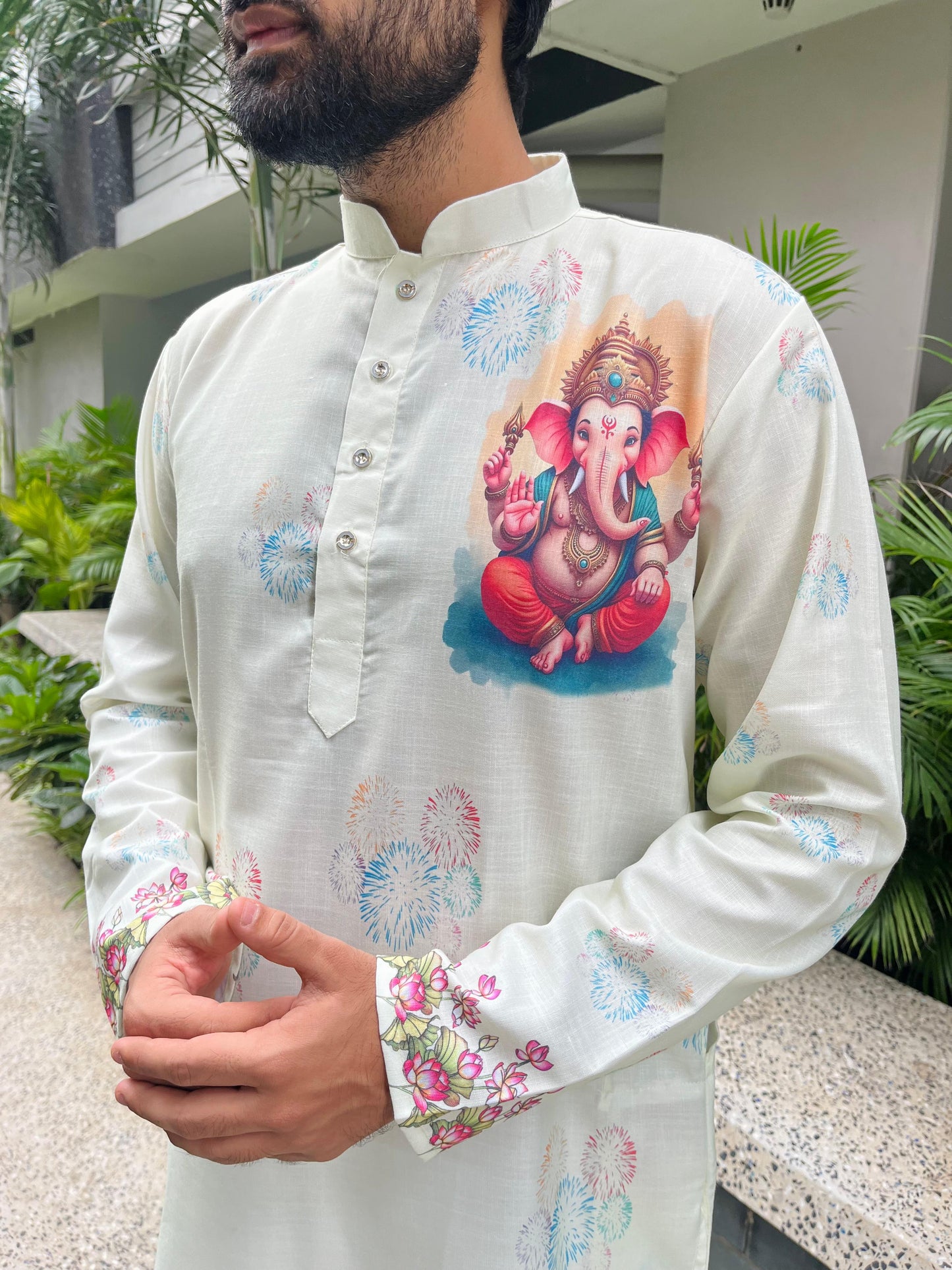 Ganpati Printed Men's Kurta