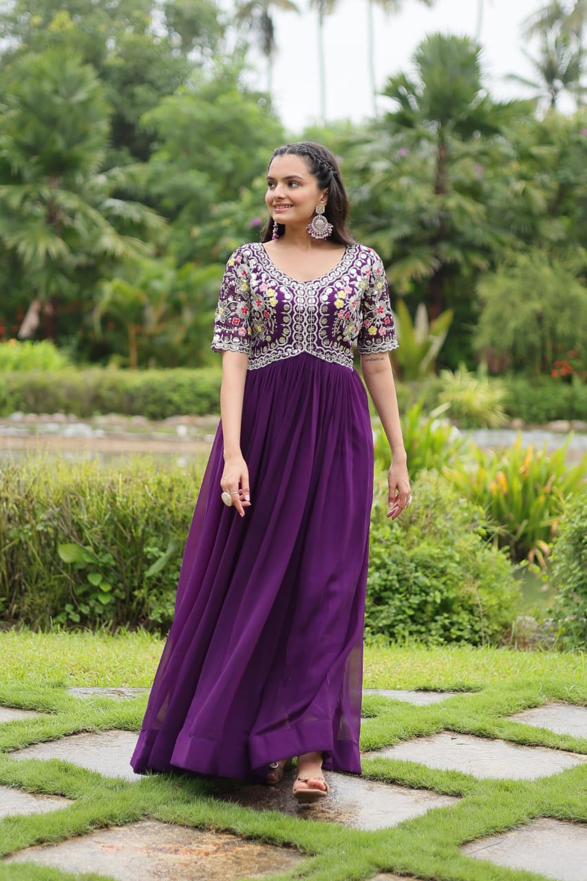 Georgette Embroidery Gown