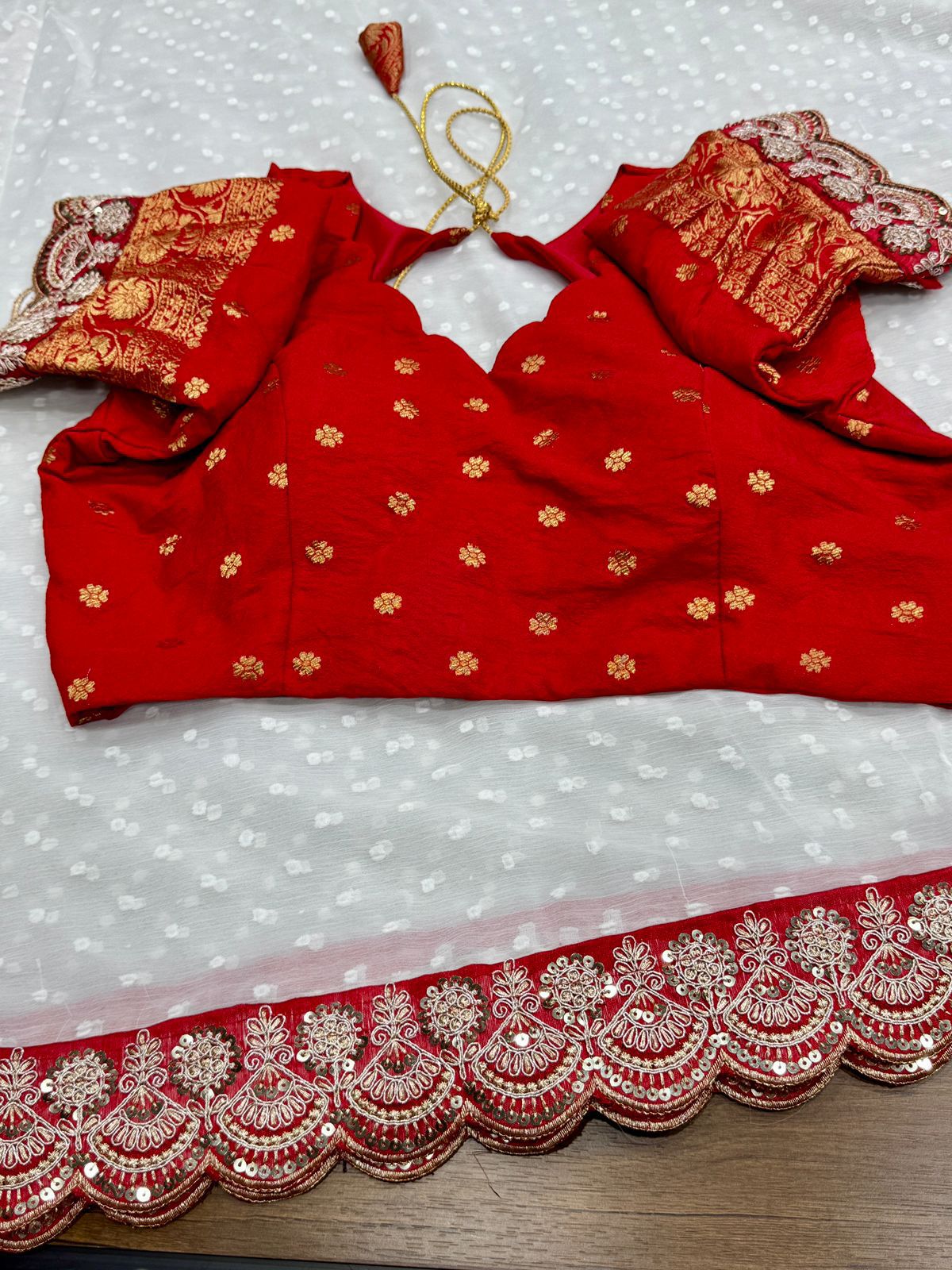 Durga Puja Special Red & White Sarees