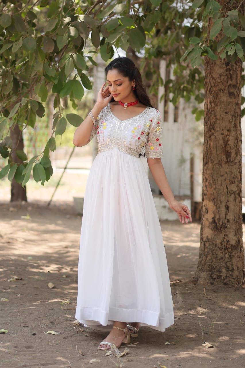 Georgette Embroidery Gown