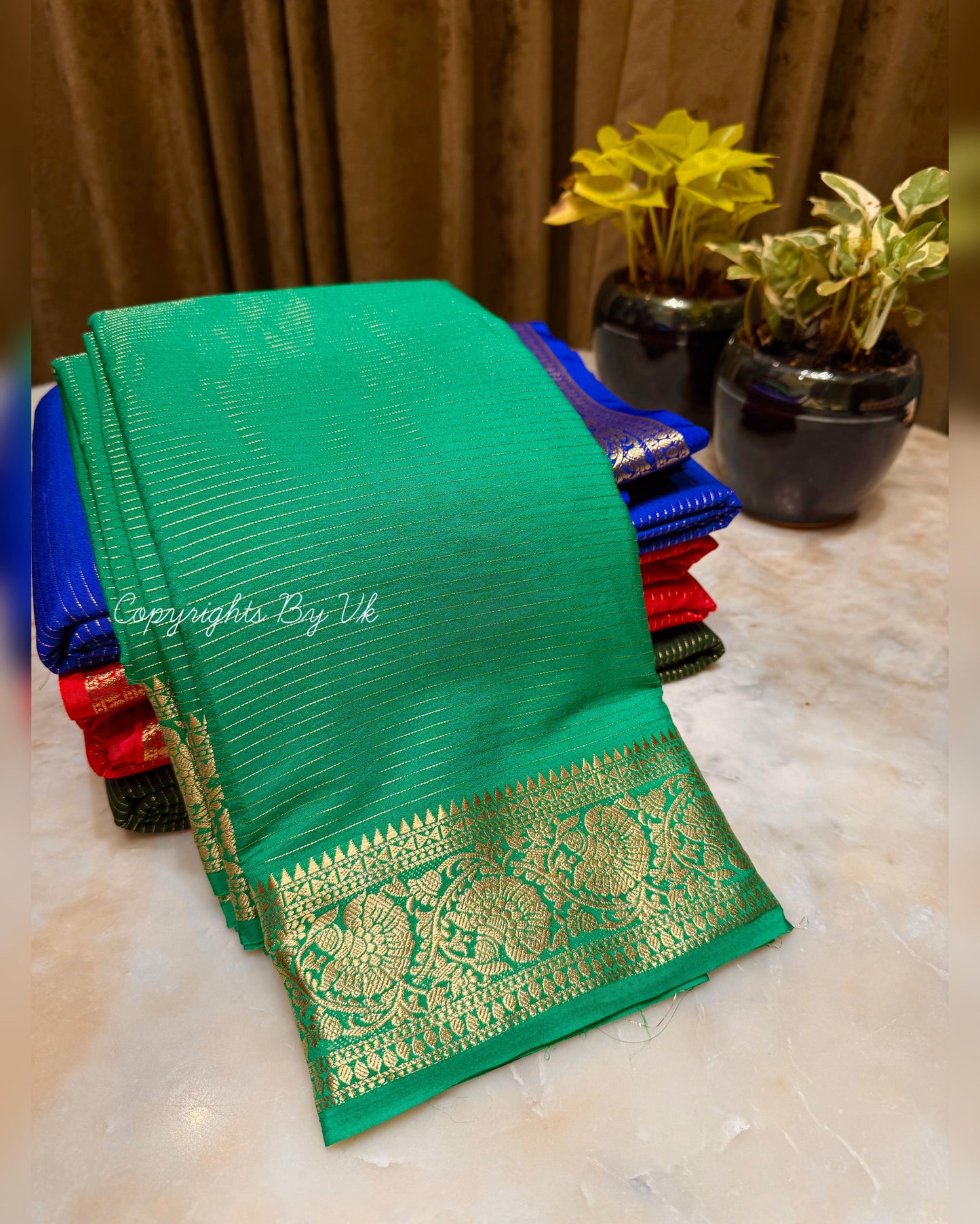 Semi Mysore Silk Checked Sarees