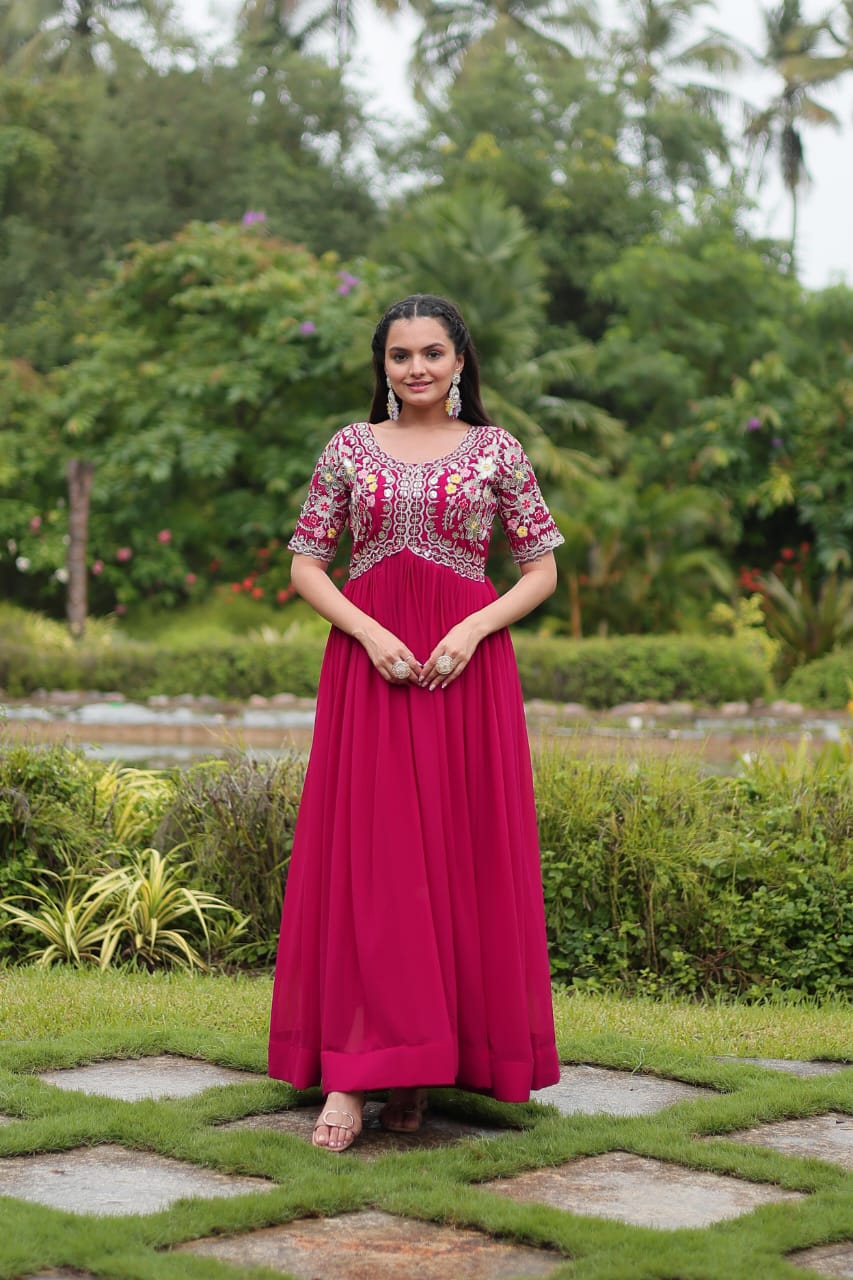 Georgette Embroidery Gown