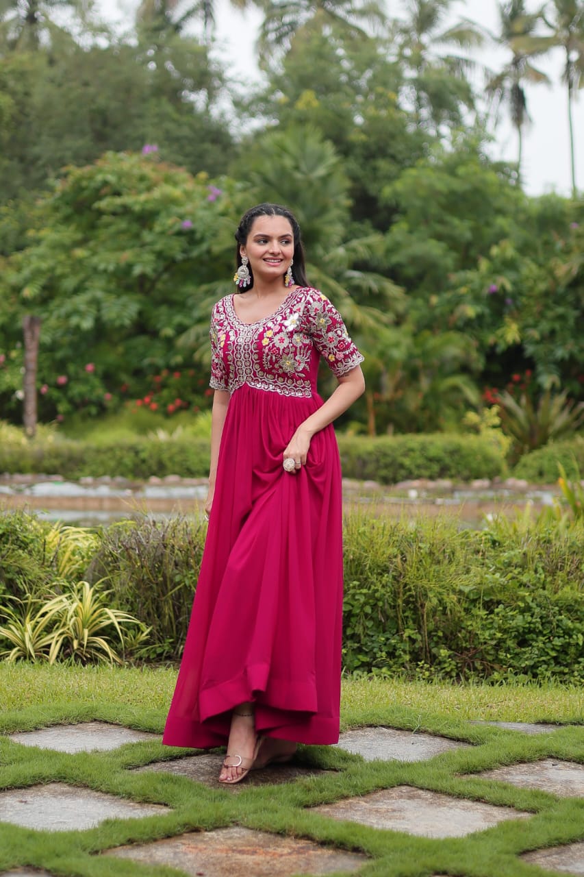 Georgette Embroidery Gown