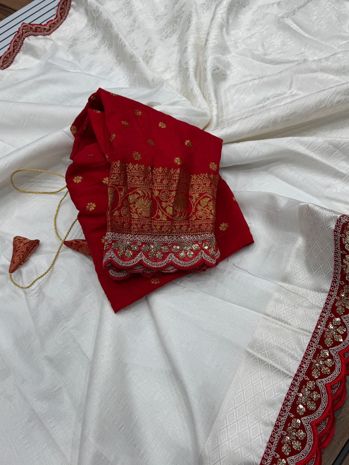 Durga Puja Special Red & White Sarees