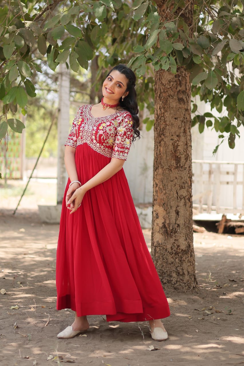 Georgette Embroidery Gown