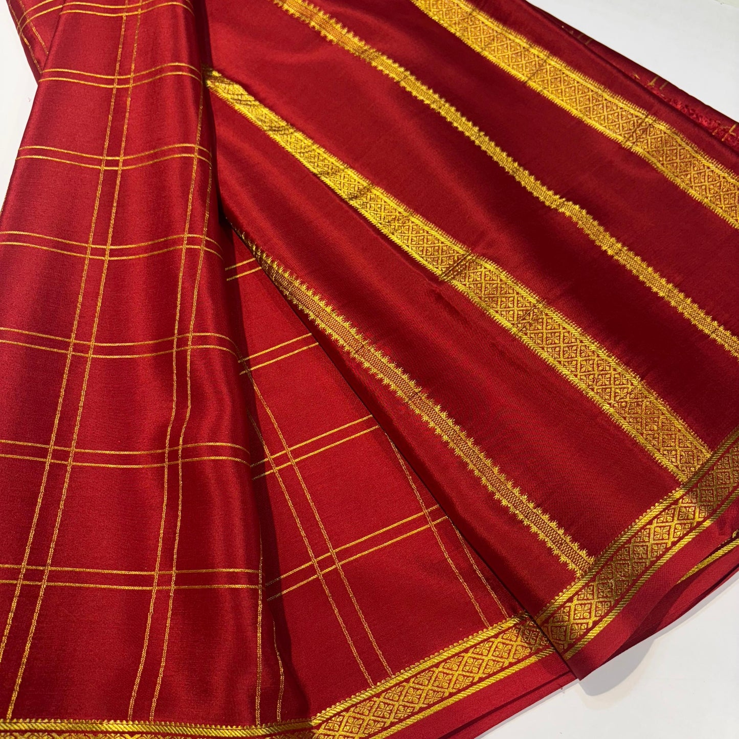 Checked Pure Mysore Silk Sarees