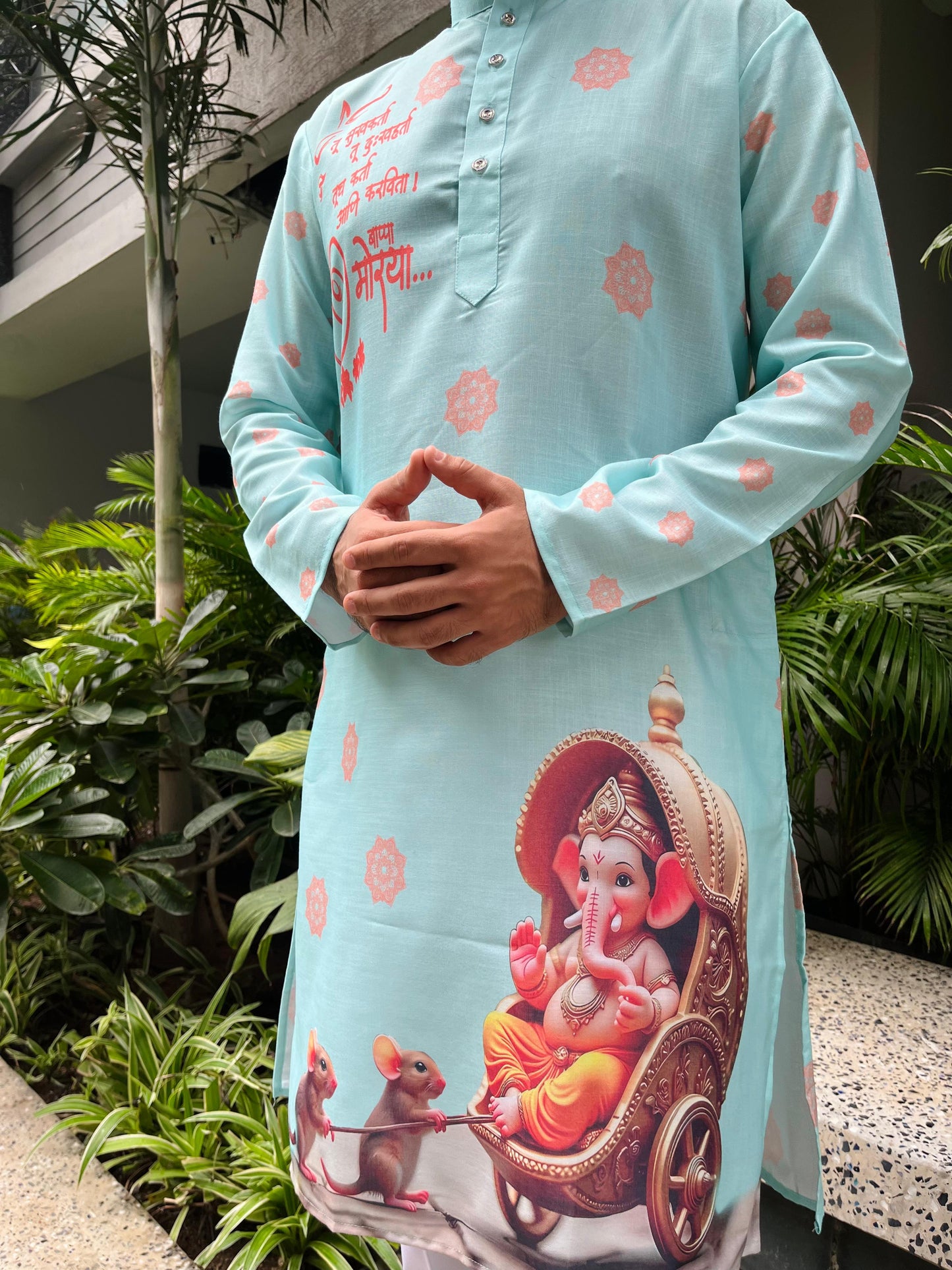 Ganpati Printed Men's Kurta
