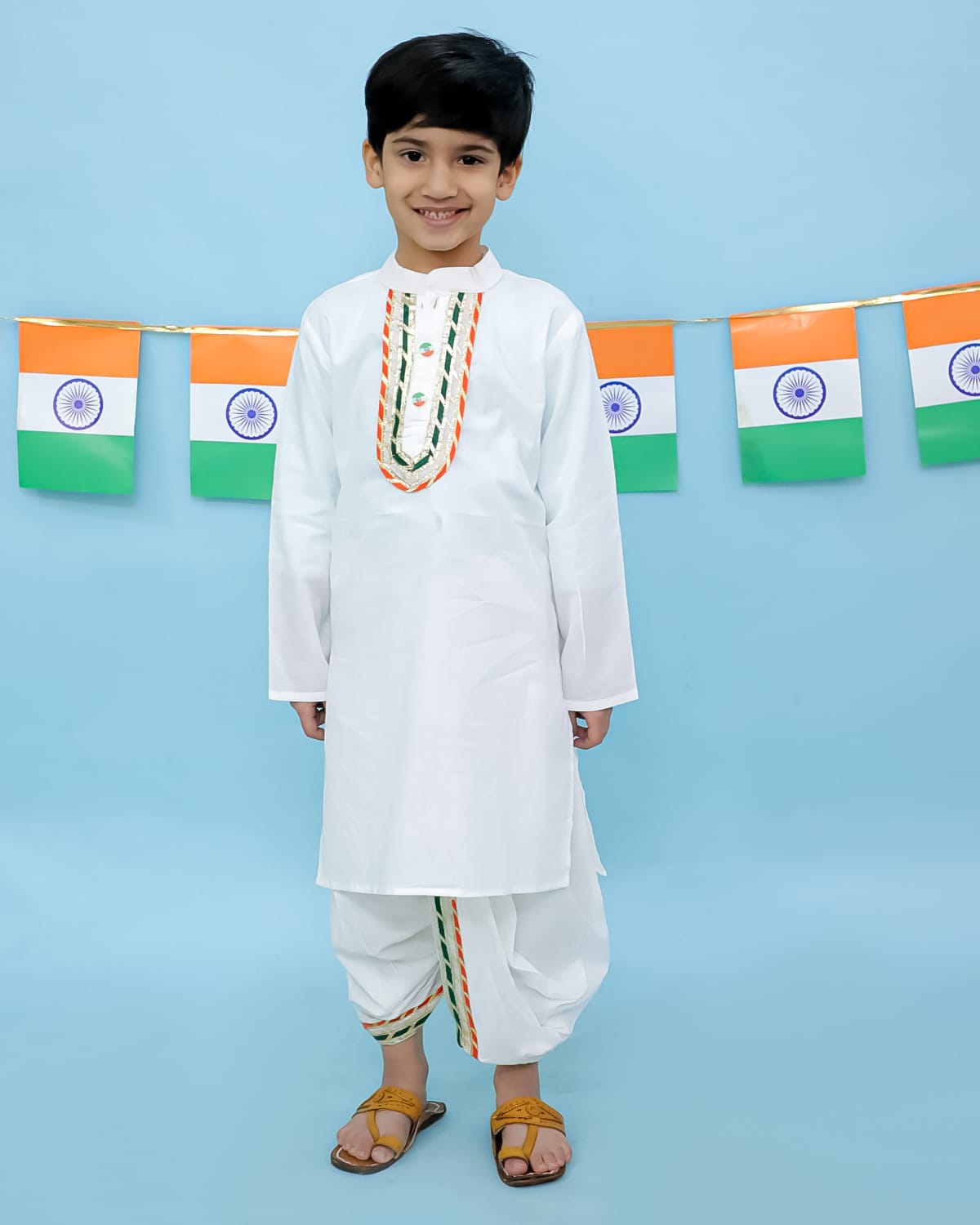 Kids Tri Colour Kurta Pyjama