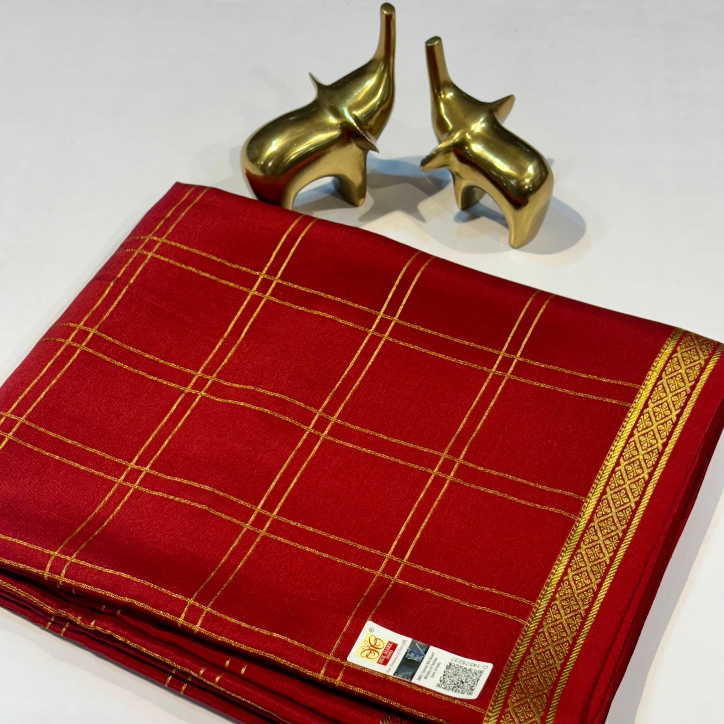 Checked Pure Mysore Silk Sarees