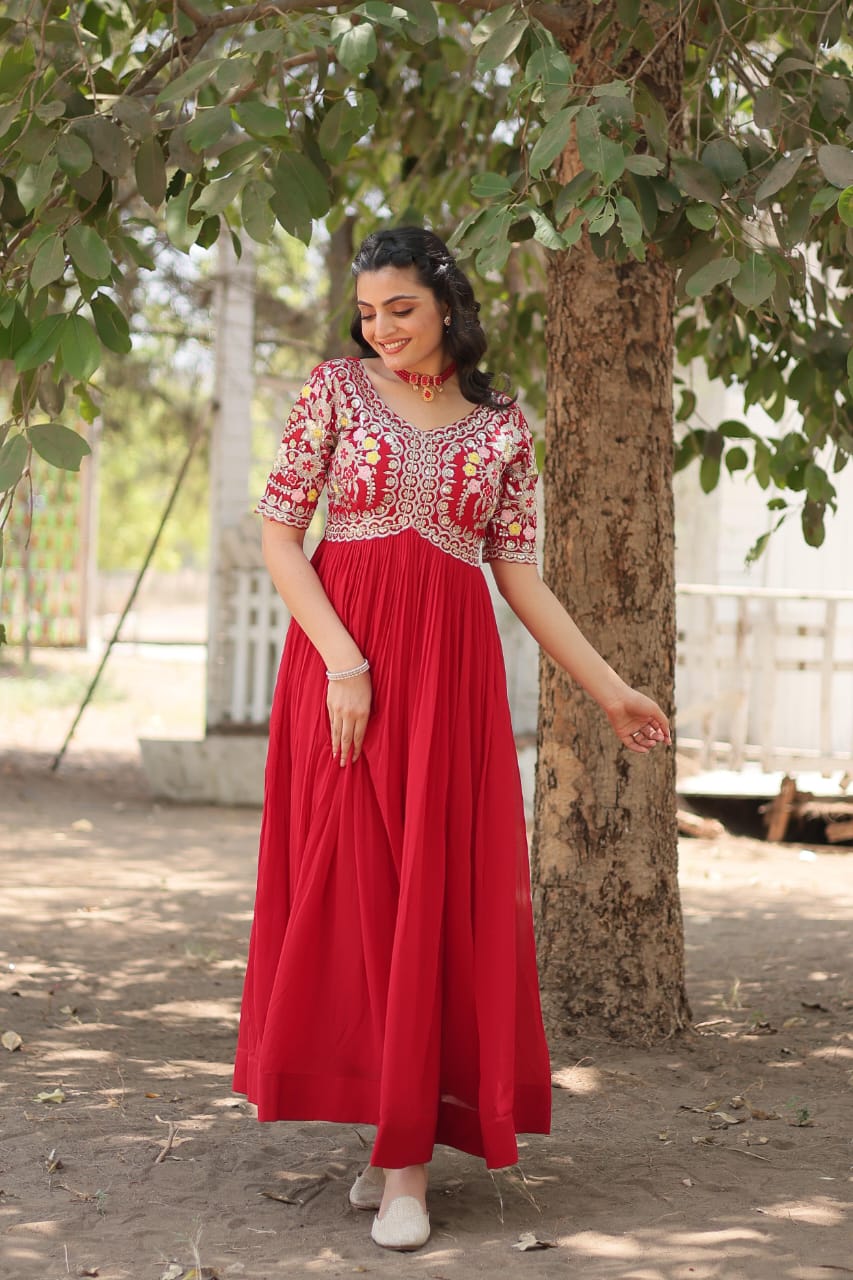 Georgette Embroidery Gown