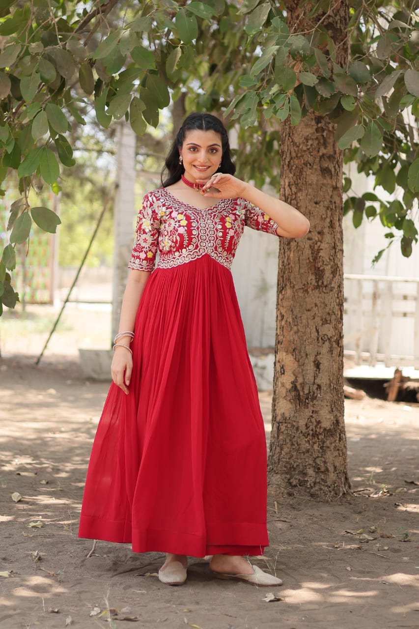 Georgette Embroidery Gown