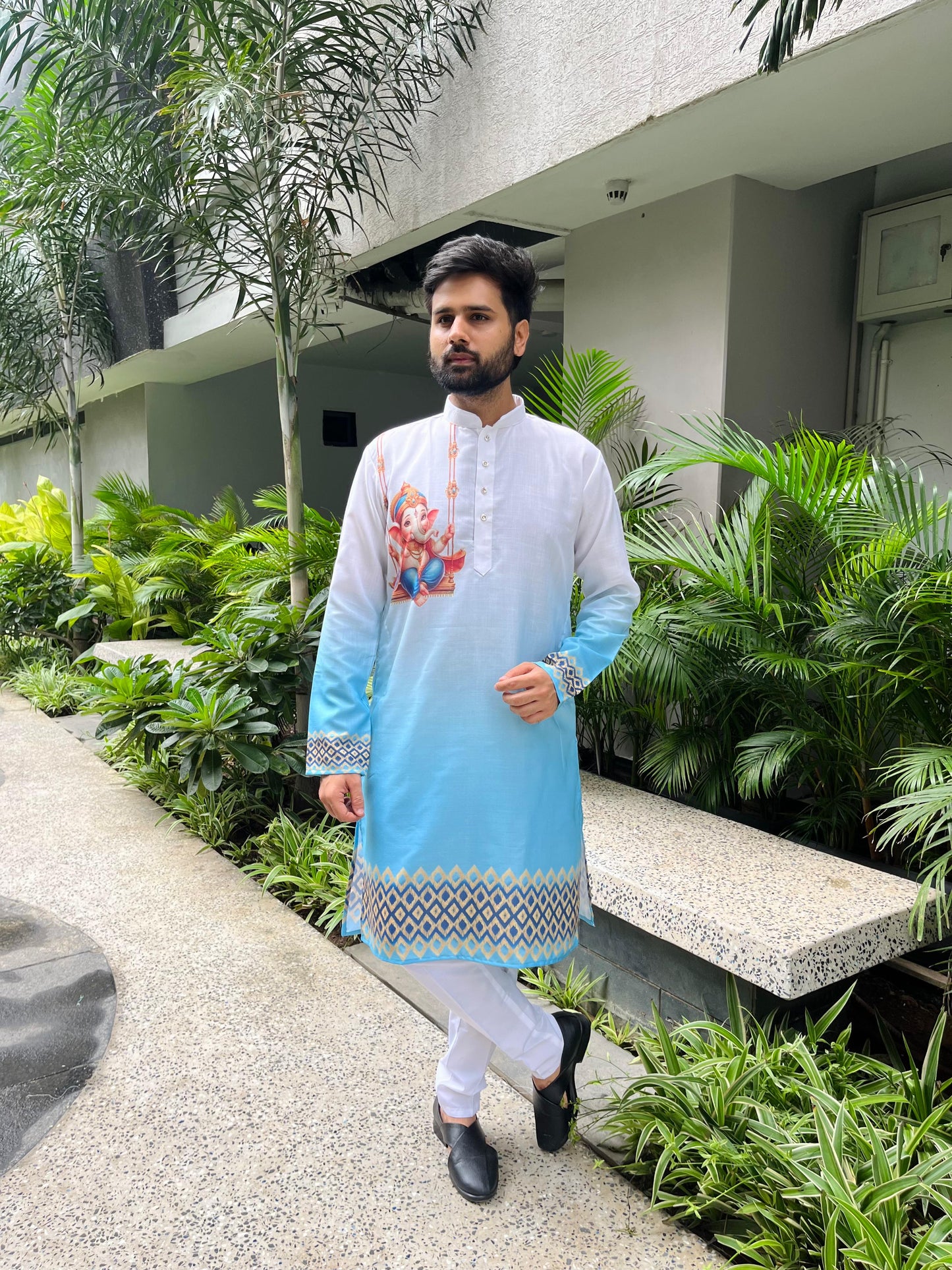 Ganpati Printed Men's Kurta