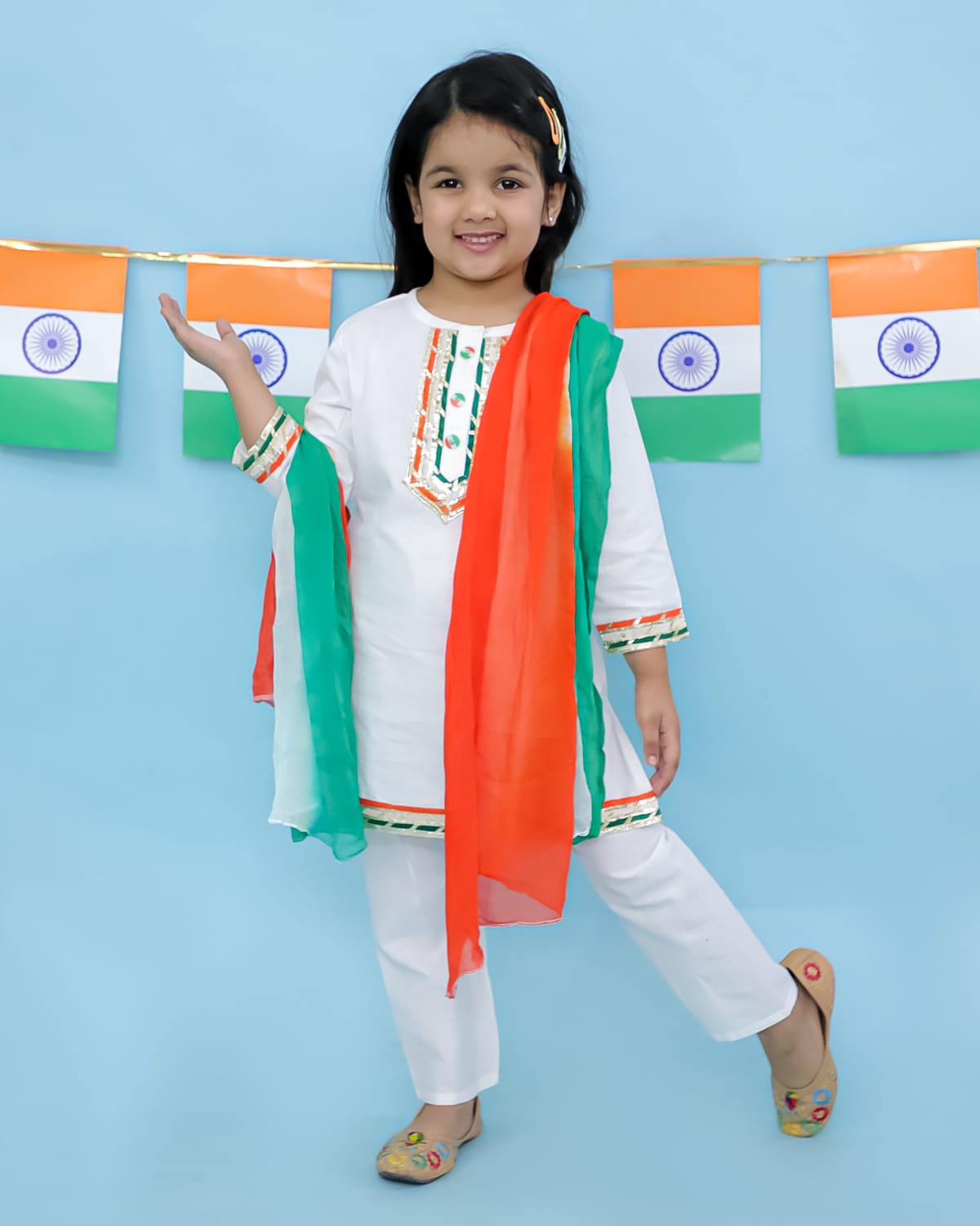 Kids Tri Colour Kurta Pyjama