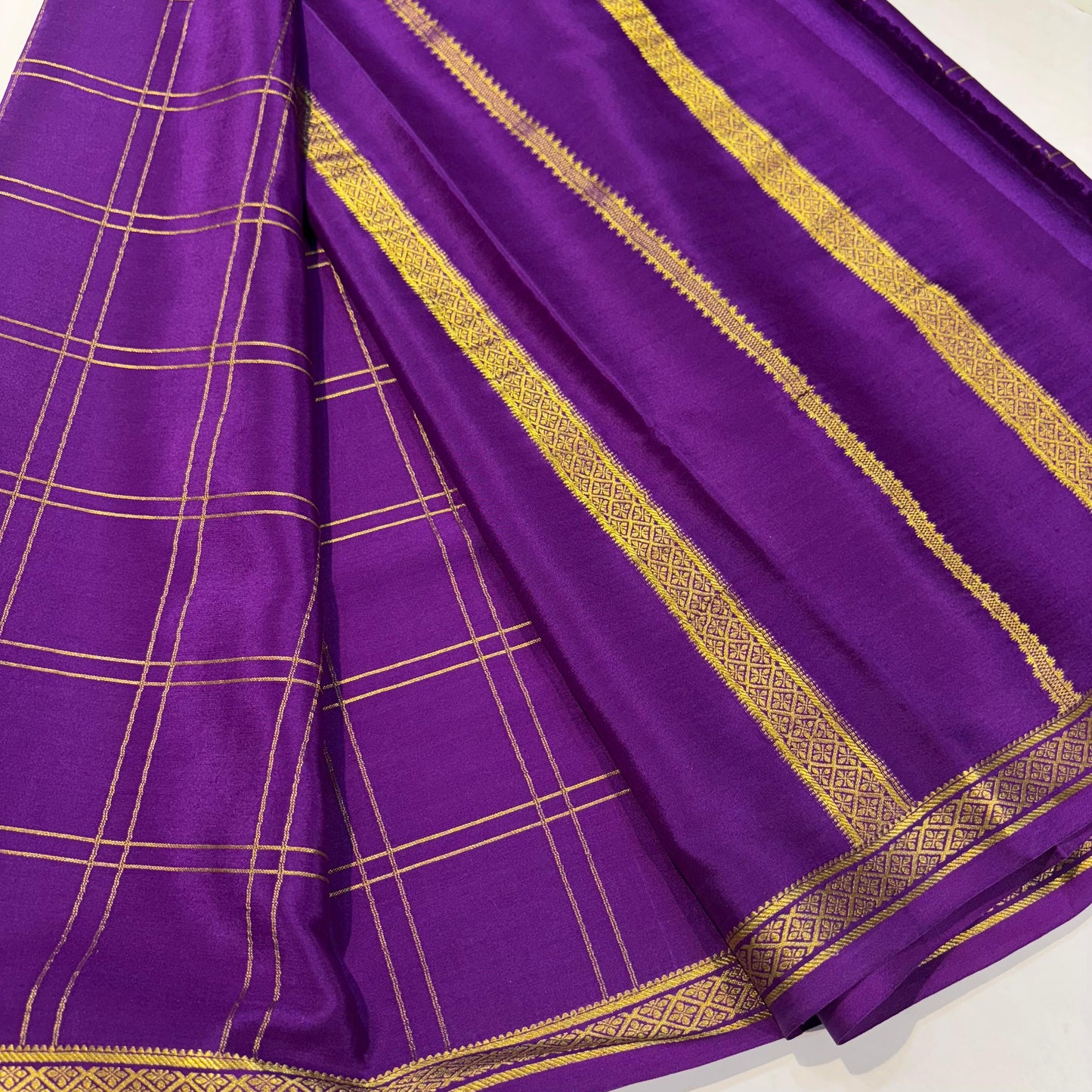 Checked Pure Mysore Silk Sarees