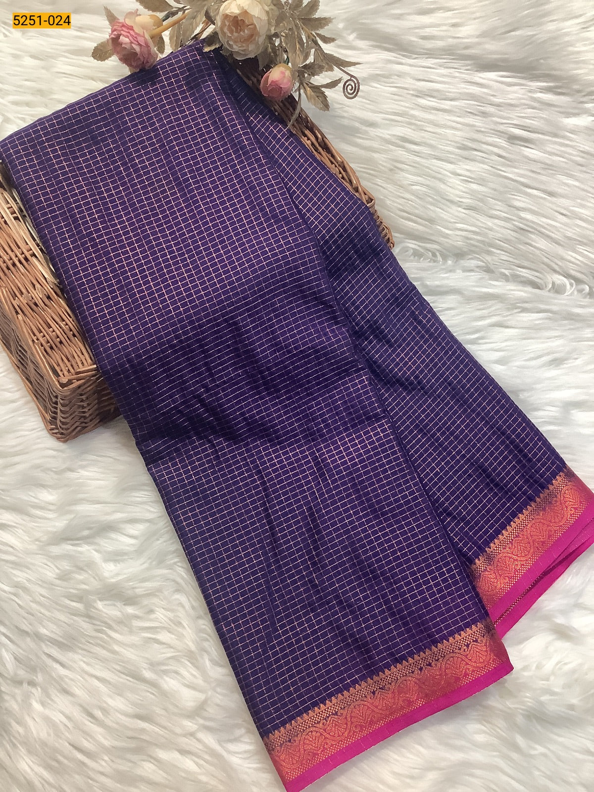 Semi Mysore Silk Checked Sarees