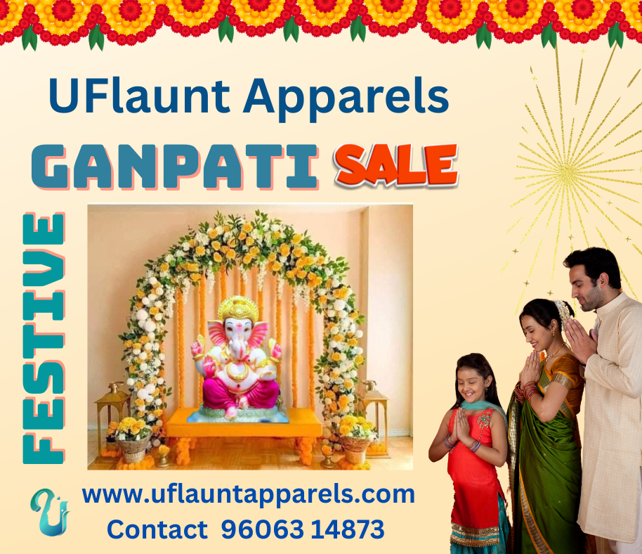 Celebrate Ganpati Festival with UFlaunt Apparels exclusive sale on foldable mandapams, DIY backdrops, beautiful decor, thoughtful gifts, and traditional wear. Find everything you need to create a festive and vibrant atmosphere for your Ganesh Chaturthi celebrations.
Unveil the traditions and rituals of Ganesh Festival this year with our exclusive and new products which adds more value to your Celebrations 