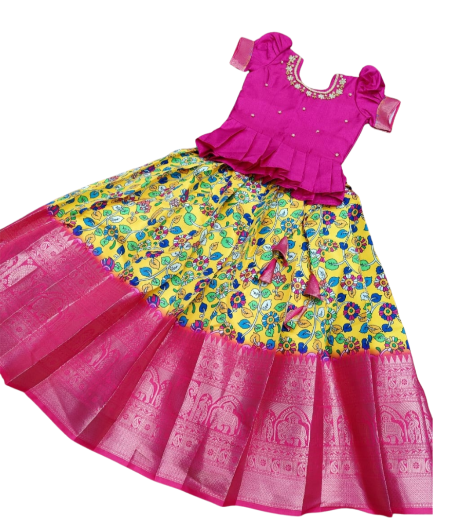 Girls Readymade Litchi Silk  Lehenga Blouse