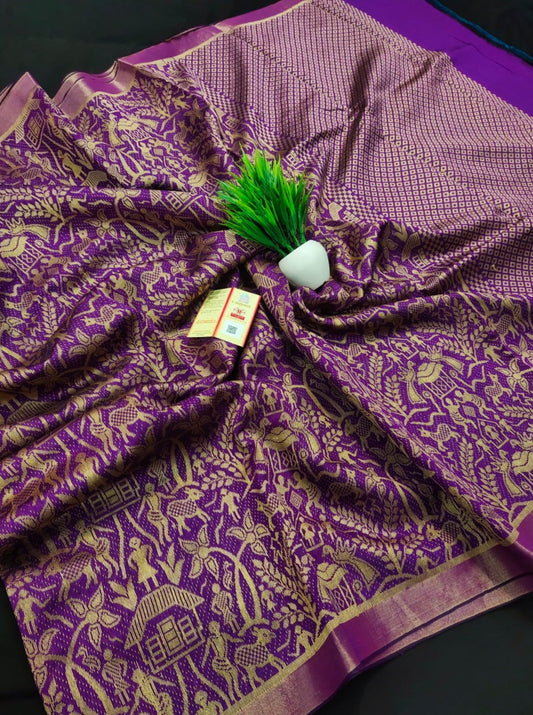 Handloom Kalamkari raw silk Saree
