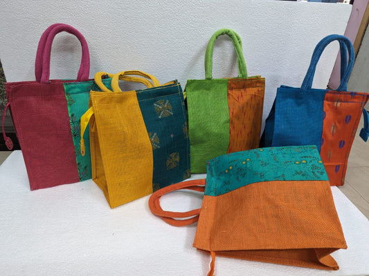 Versatile Double-Colored Jute Bags: Perfect for Carry, Lunch, and More