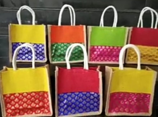 Jute silk festive gift bags