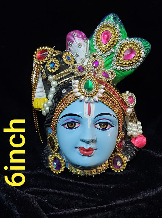 Decorated Lord Krishna Face Pooja Decor and Gifting