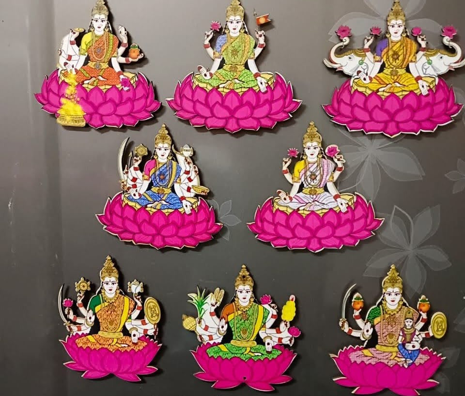 Ashtalakshmi Magnets, Cutouts & Diya Stands