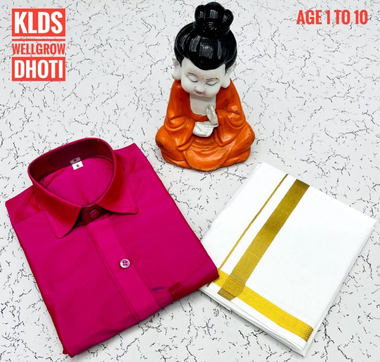 Boys Velcro Dhoti and Shirt Set