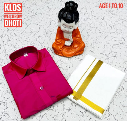 Boys Velcro Dhoti and Shirt Set