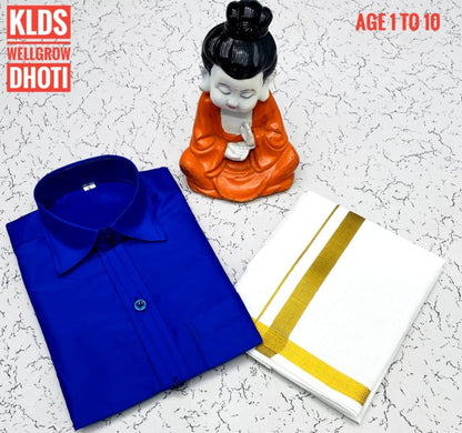 Boys Velcro Dhoti and Shirt Set