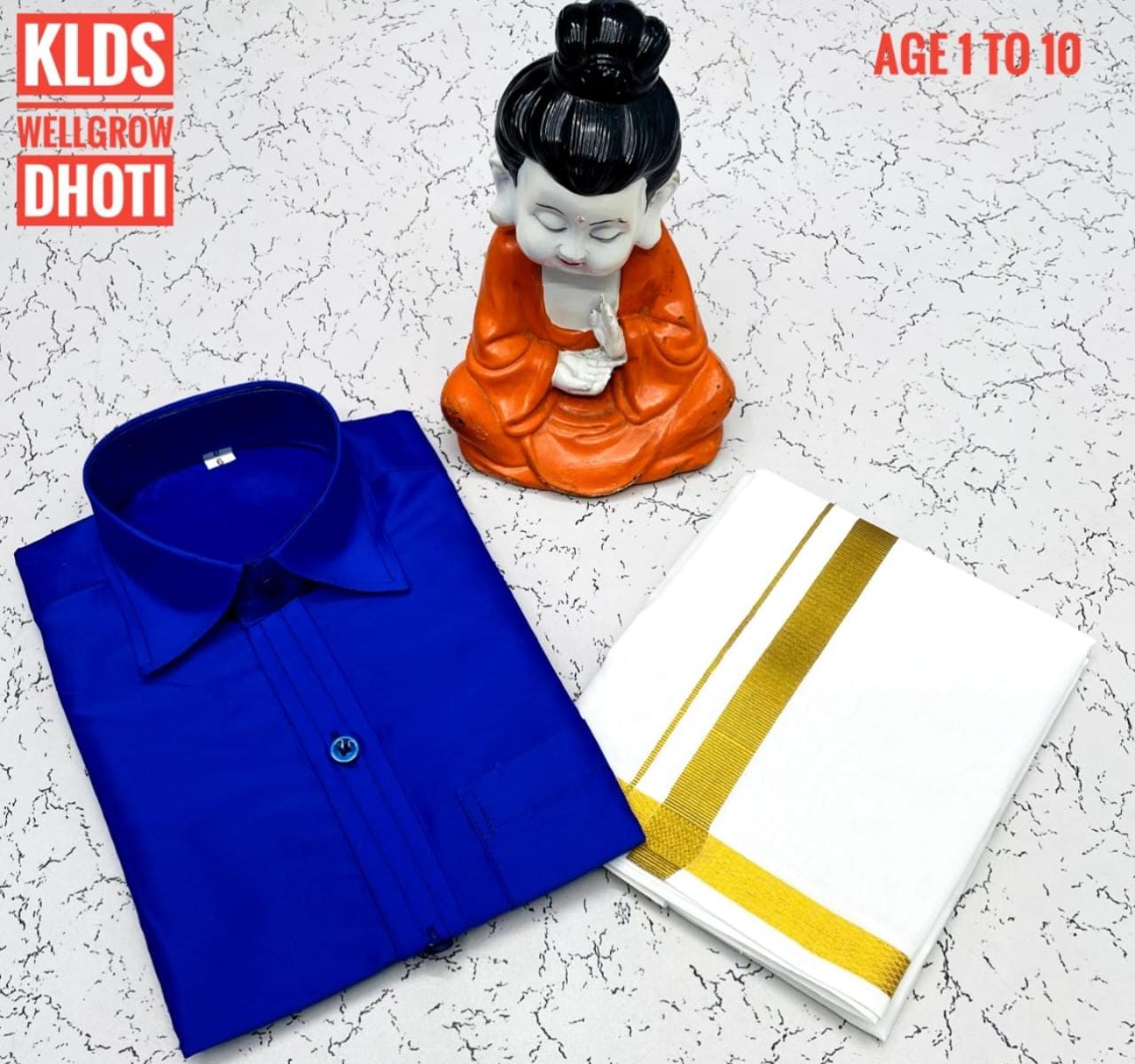 Boys Velcro Dhoti and Shirt Set