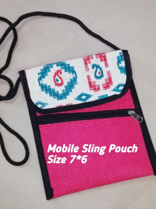 Jute mobile sling bag