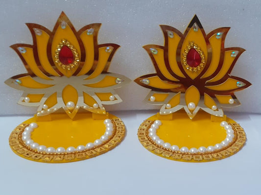 Hand crafted Acrylic Lotus Diya Standsd 