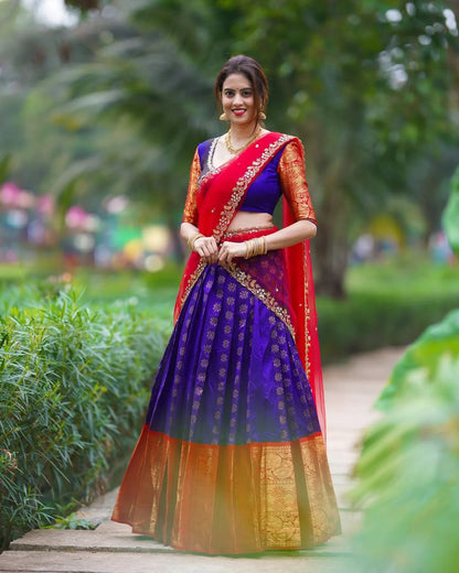 Kanjivaram Silk Lehenga Set with Georgotte dupatta